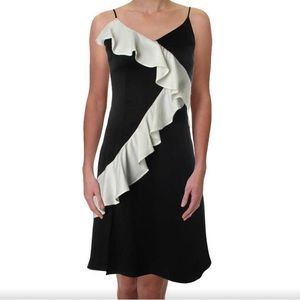 Aqua Dresses Black and White Ruffle Dress